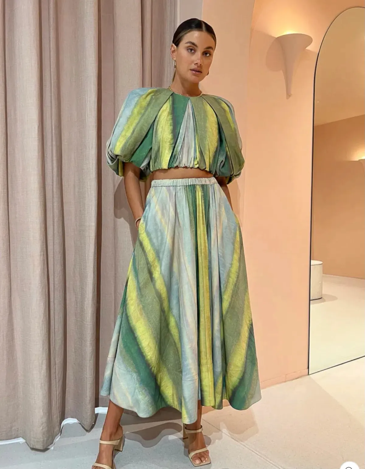 Acler Cumberland Top And Skirt Set Print Size 6 - Image 1