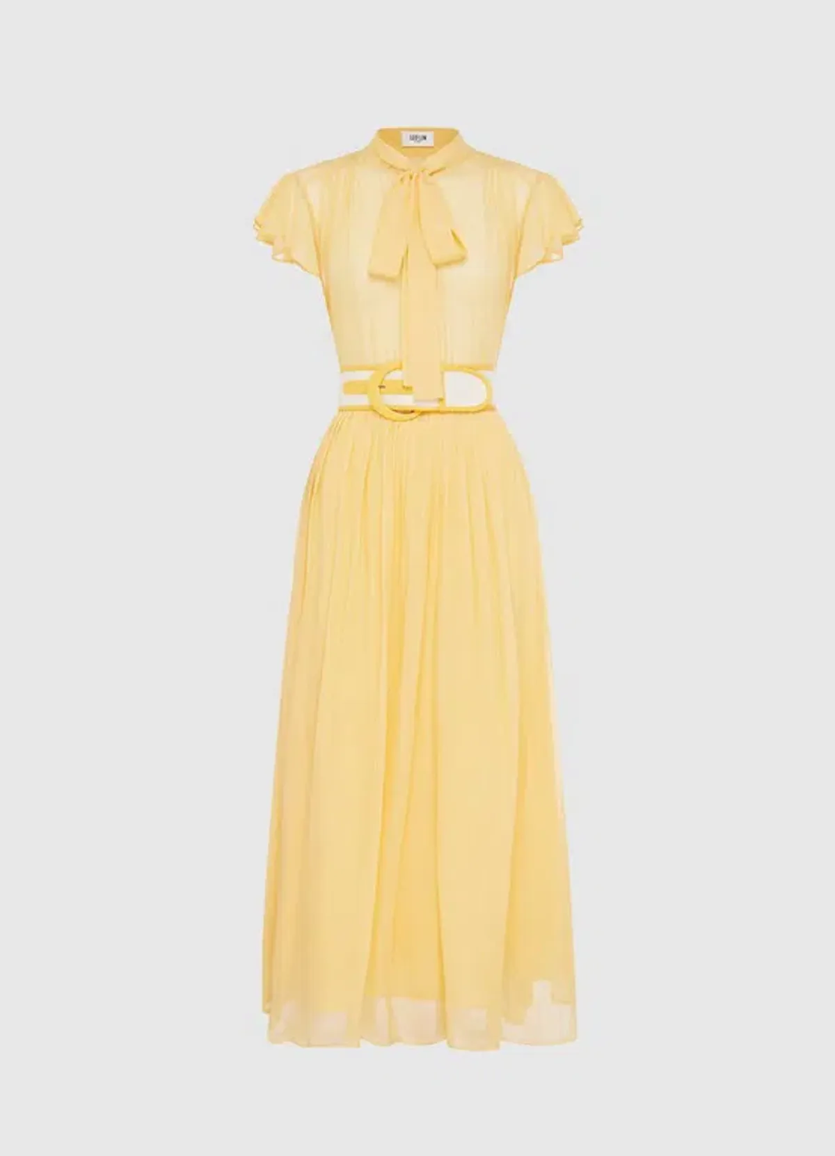 Leo Lin Pavilion Flutter Sleeve Dress Yellow Size 6 - Image 1