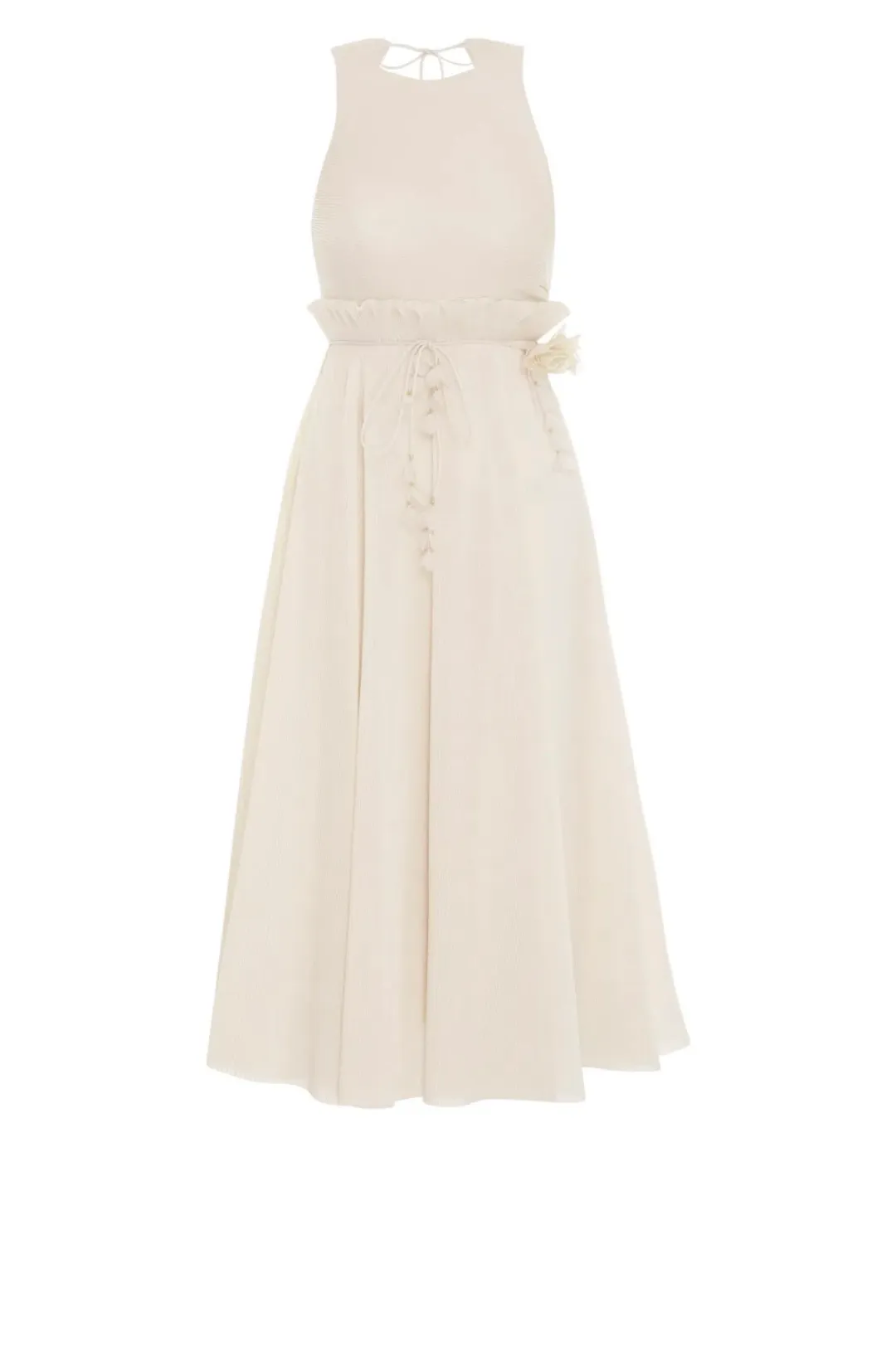 Zimmermann Pleated Picnic Midi Dress Ivory Size 2 / Au 12 for rent on The Volte - main image
