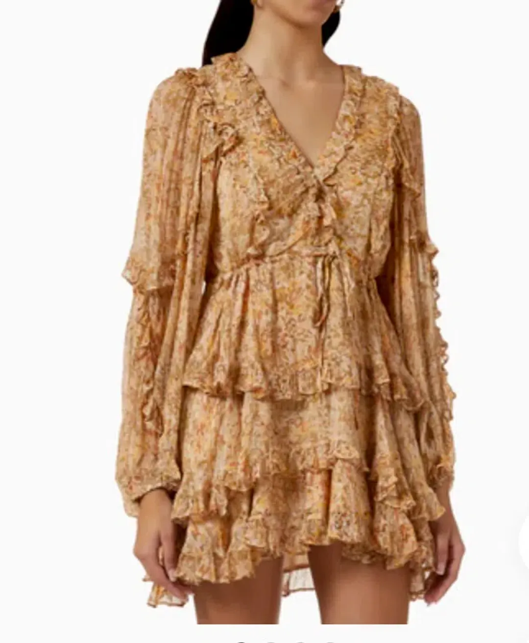 Shona Joy Louise Balloon Sleeve Frill Mini Dress Multi Size 10 / M for rent on The Volte - main image