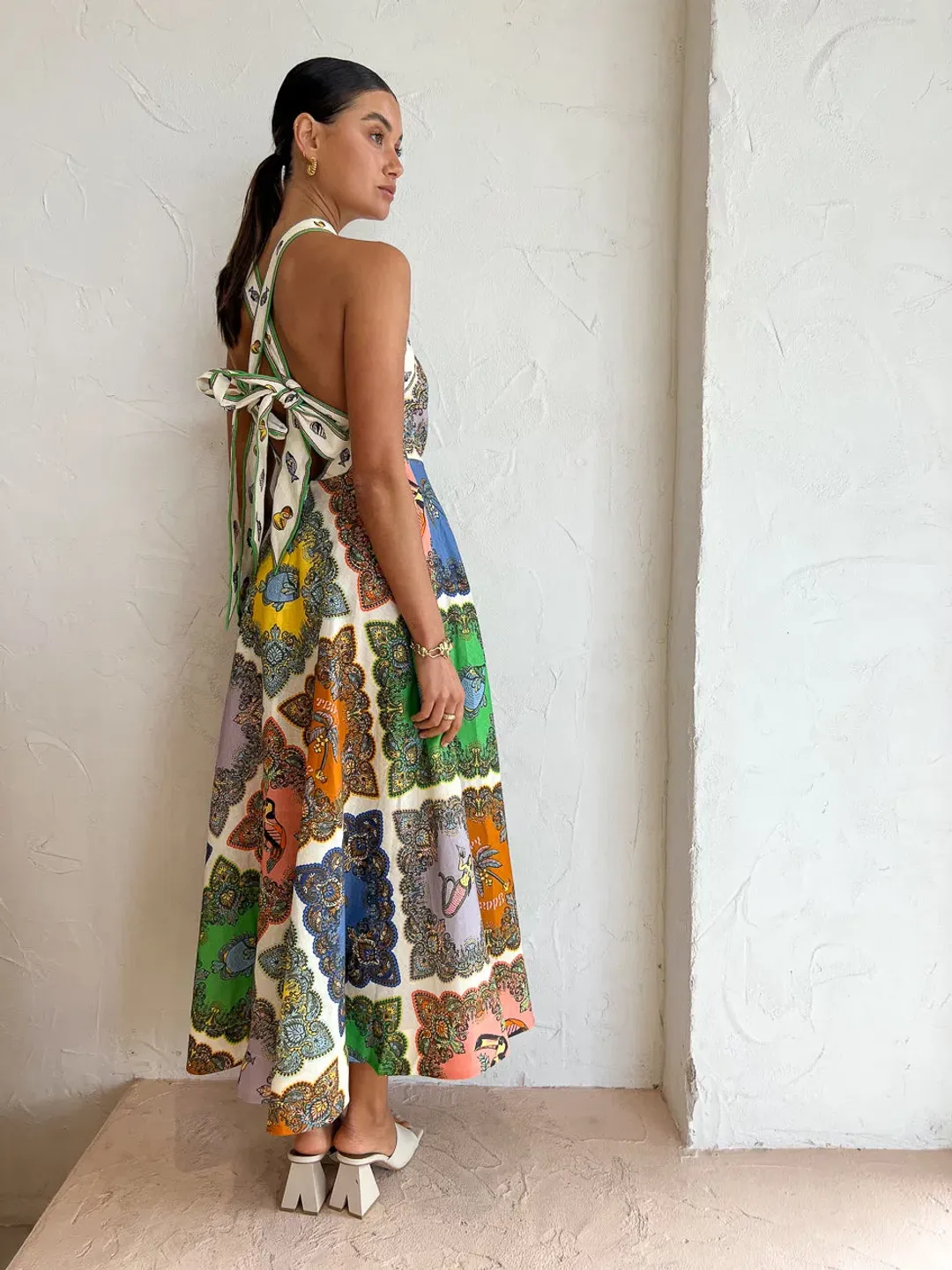 Alemais Trippy Troppo Halter Midi Dress Multi Print Size 8 for rent on The Volte - main image