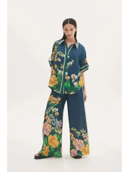 Alemais Lyla Linen Pant and Shirt Set Floral Size AU 6 for rent on The Volte - image 1
