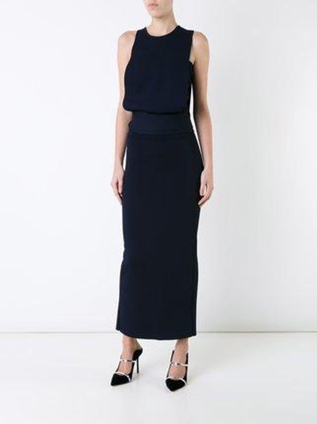 ScanlandTheodore Draped Crepe knit dress. - Navy for rent on The Volte - main image