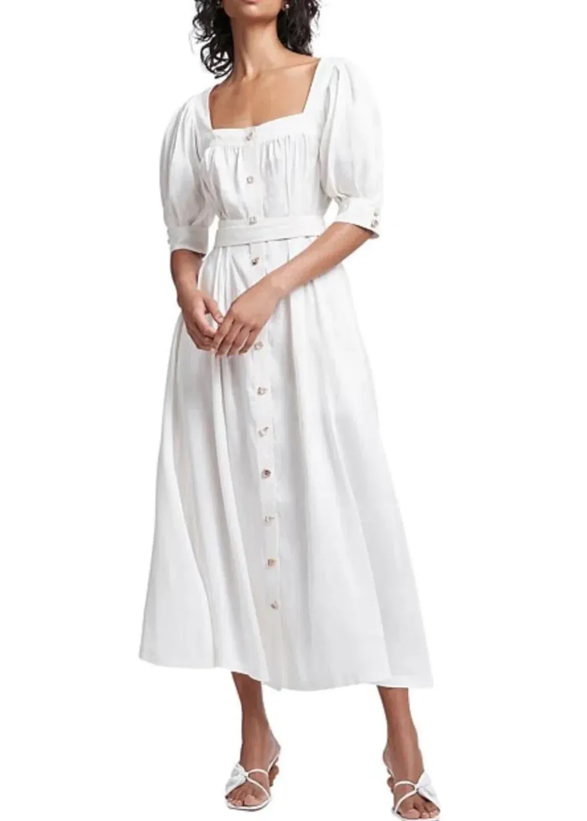 Aje The Aspect Silk Linen Dress White Size 12 - Image 2
