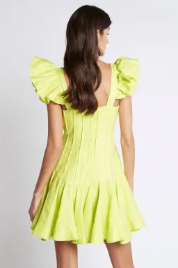 Aje Breathless Frill Sleeve Mini Dress Lime Green Size 16 for rent on The Volte - image 4