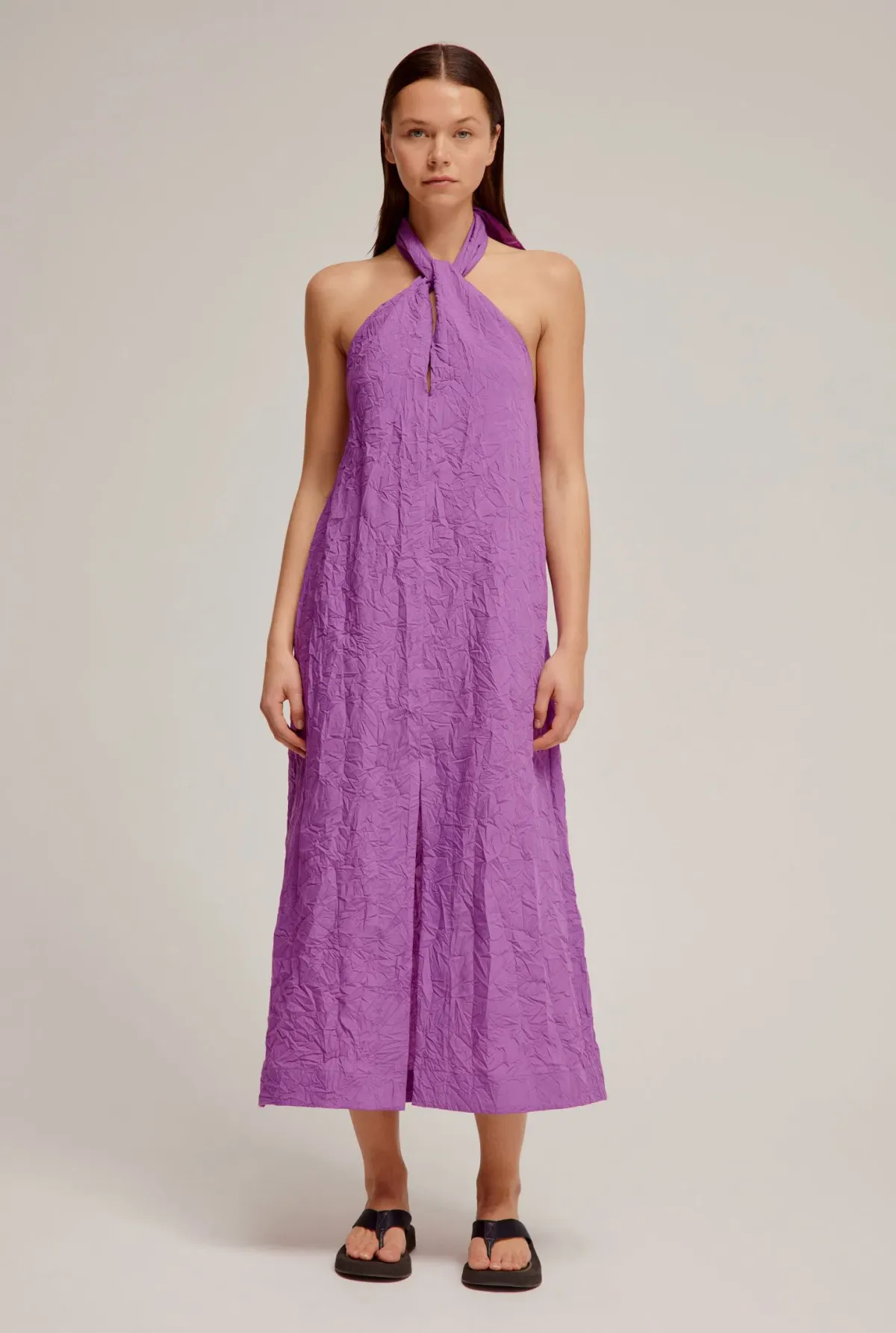 Venroy Crushed Halter Midi Bright Purple Size S/AU 8 for rent on The Volte - main image