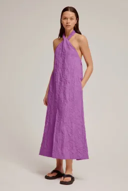 Venroy Crushed Halter Midi Bright Purple Size S/AU 8 for rent on The Volte - image 2