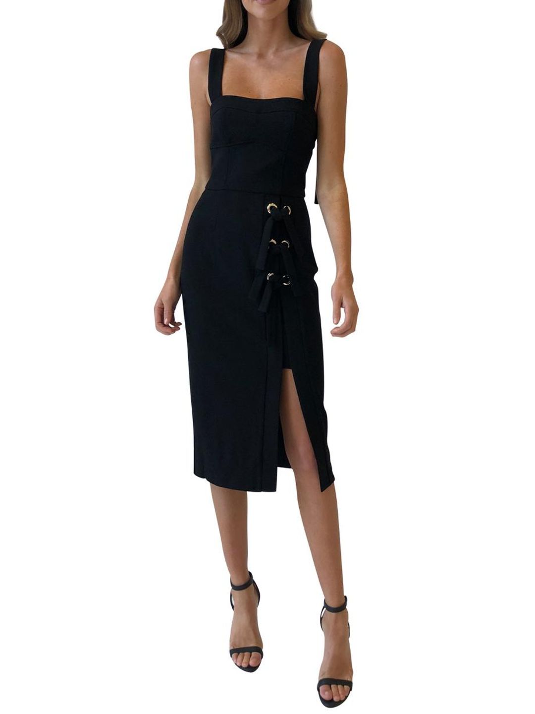 Rebecca Vallance Celestina Tie Dress in Black size 8 for rent on The Volte - main image
