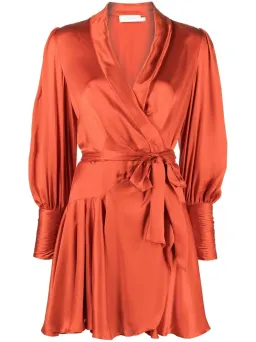 Zimmermann Silk-Satin Mini Wrap Dress Red Size 1 / AU 10 for rent on The Volte - image 4