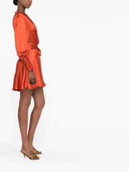 Zimmermann Silk-Satin Mini Wrap Dress Red Size 1 / AU 10 for rent on The Volte - image 3
