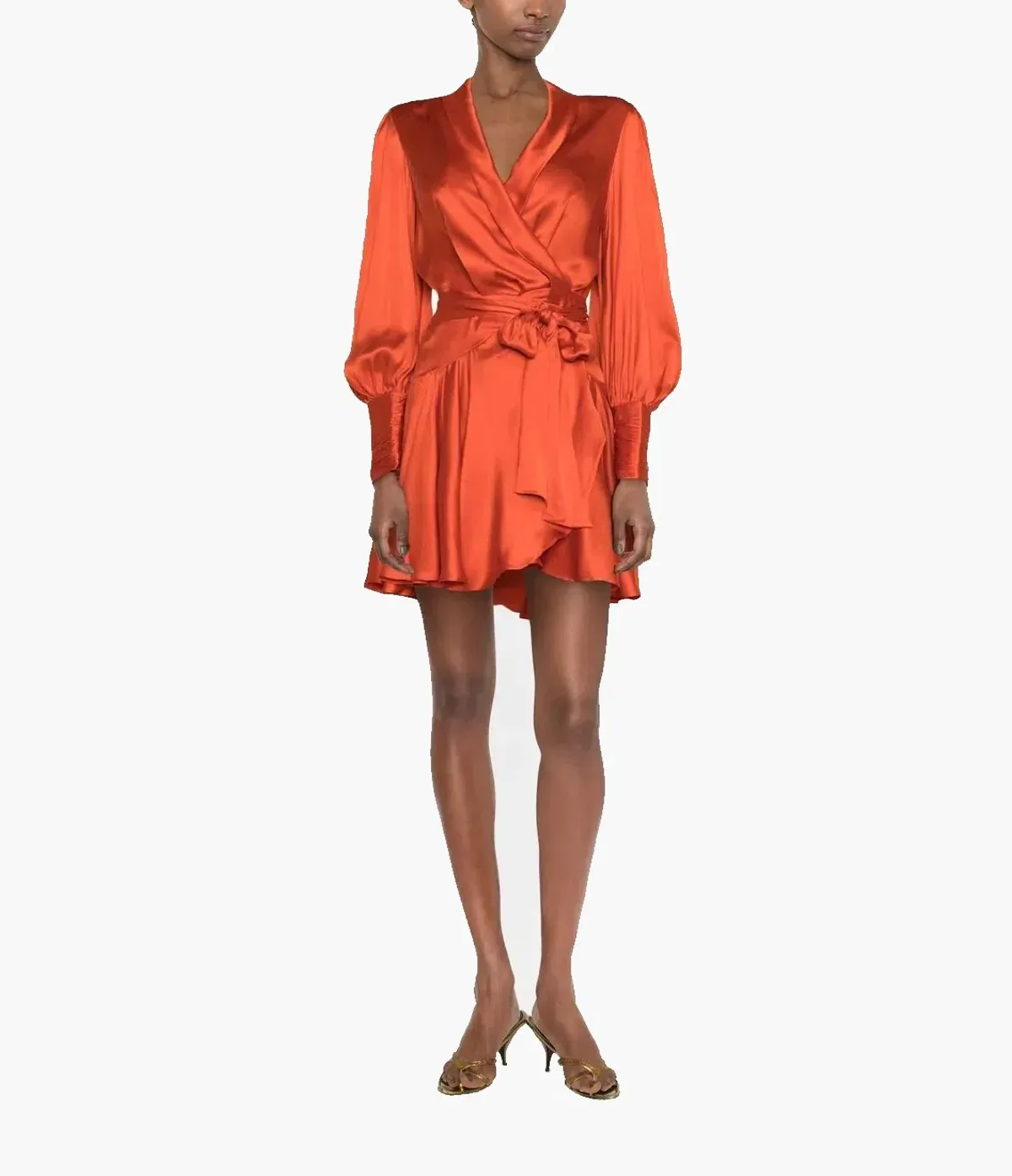 Zimmermann Silk-Satin Mini Wrap Dress Red Size 1 / AU 10 for rent on The Volte - main image