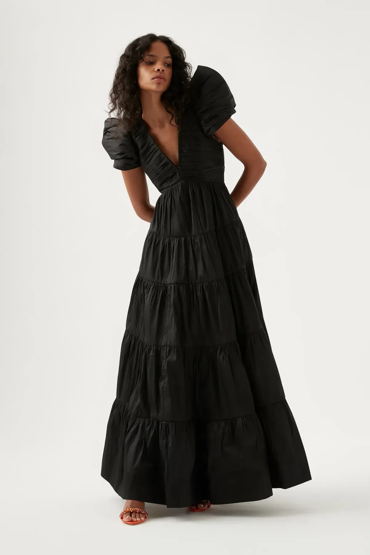 Aje Statuesque Tiered Gown Black Size 4 - Image 1
