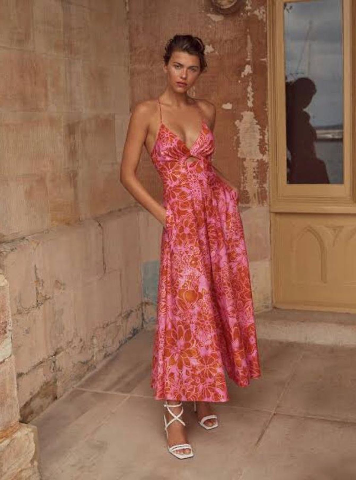 Scanlan Theodore cotton strappy midi tangerine size 12 - Image 2