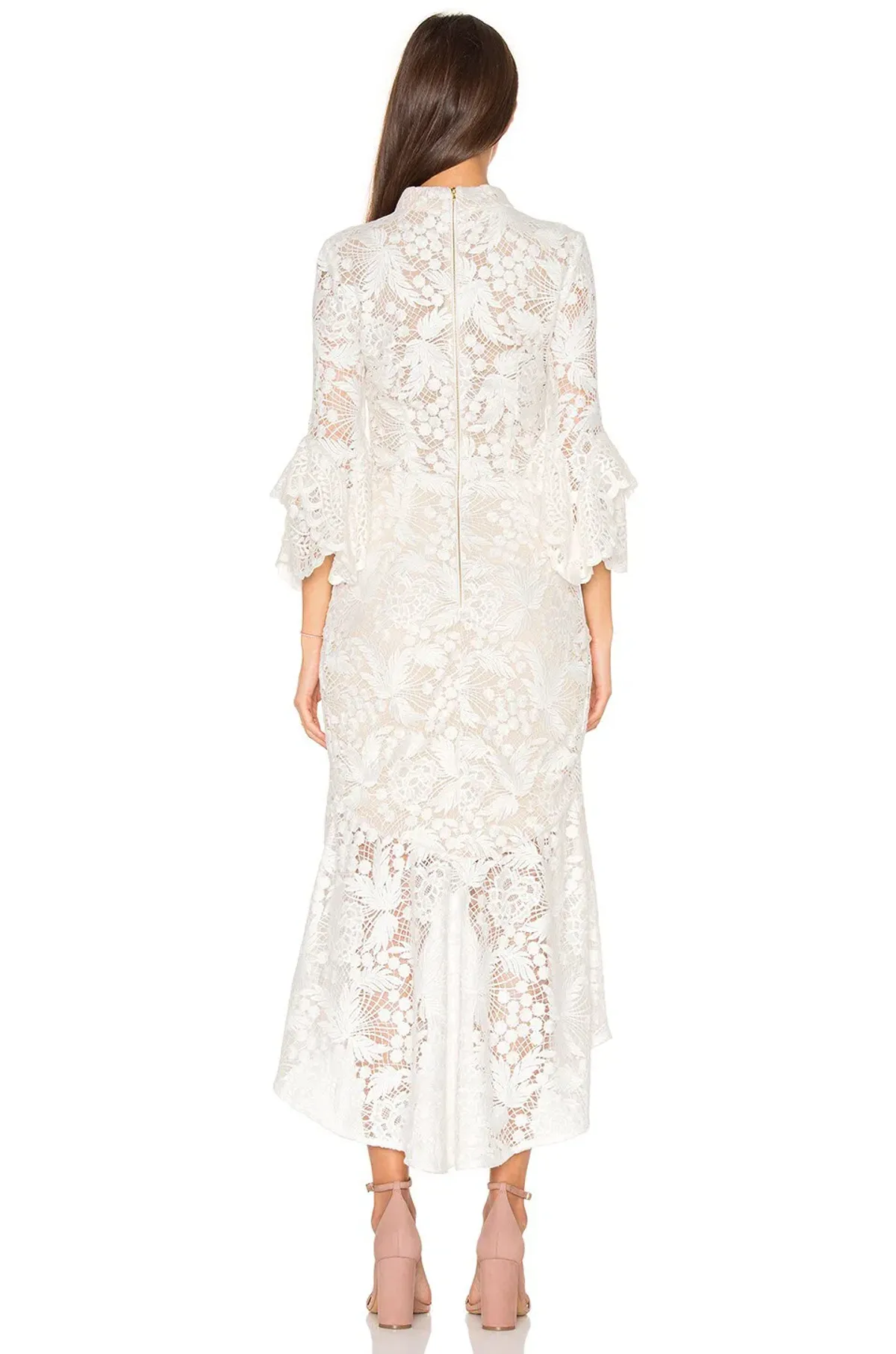 Rebecca Valance The Society Frill Midi Dress Ivory Size 8 - Image 2
