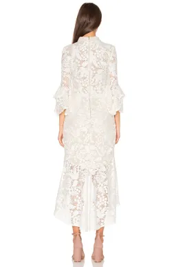 Rebecca Valance The Society Frill Midi Dress Ivory Size 8 for rent on The Volte - image 2