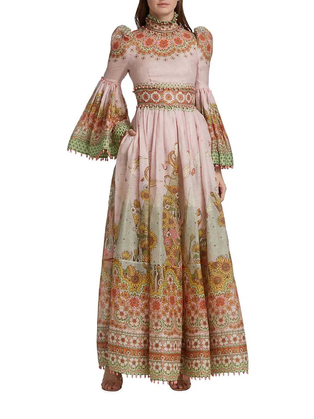 Zimmermann Kaleidoscope Kaleidoscope Bell-Sleeve Gown Leo Zodiac Print Size 0/Au 8 - Image 1