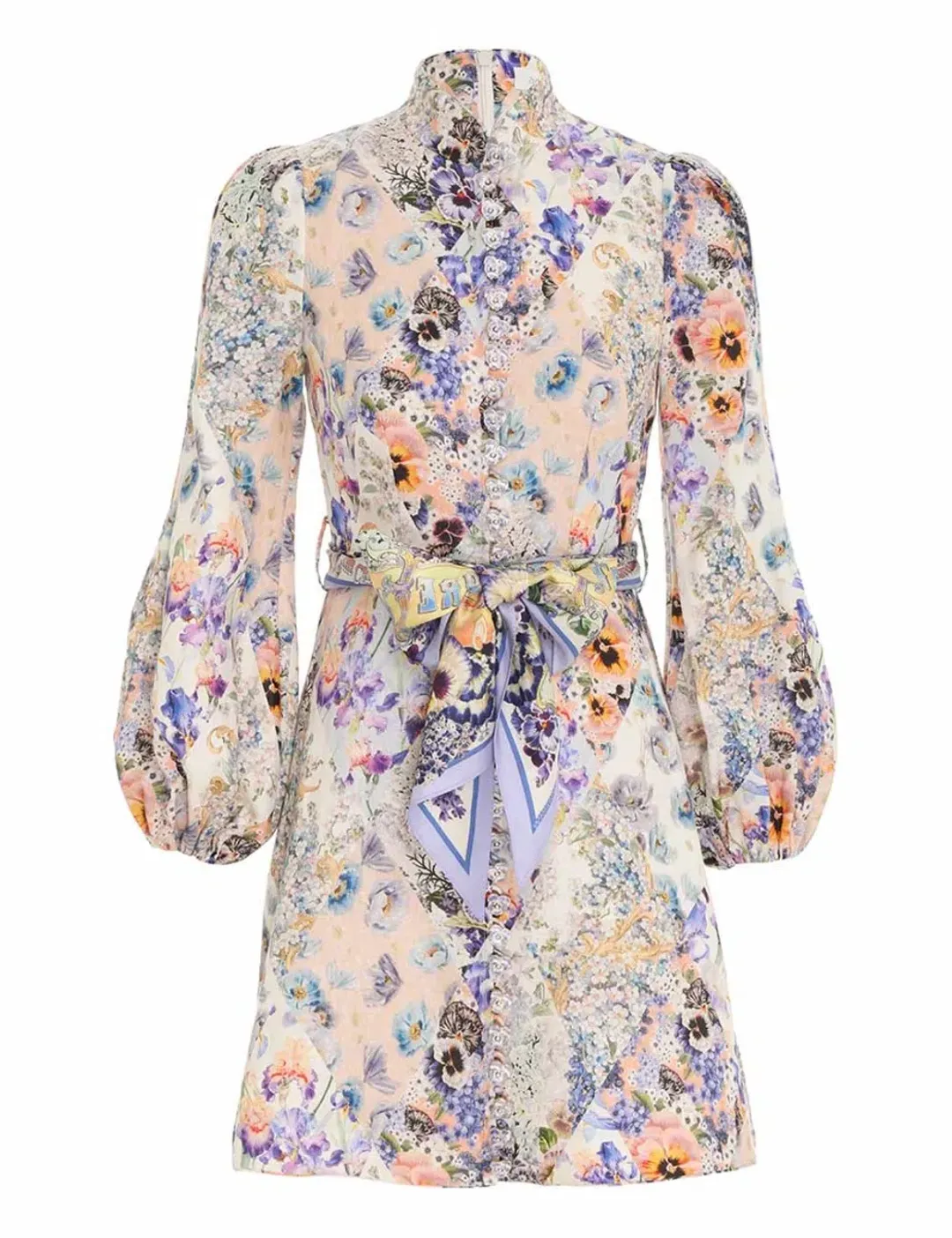 Zimmermann Tama Belted Mini Dress Floral Size 2 / AU 12 for rent on The Volte - main image