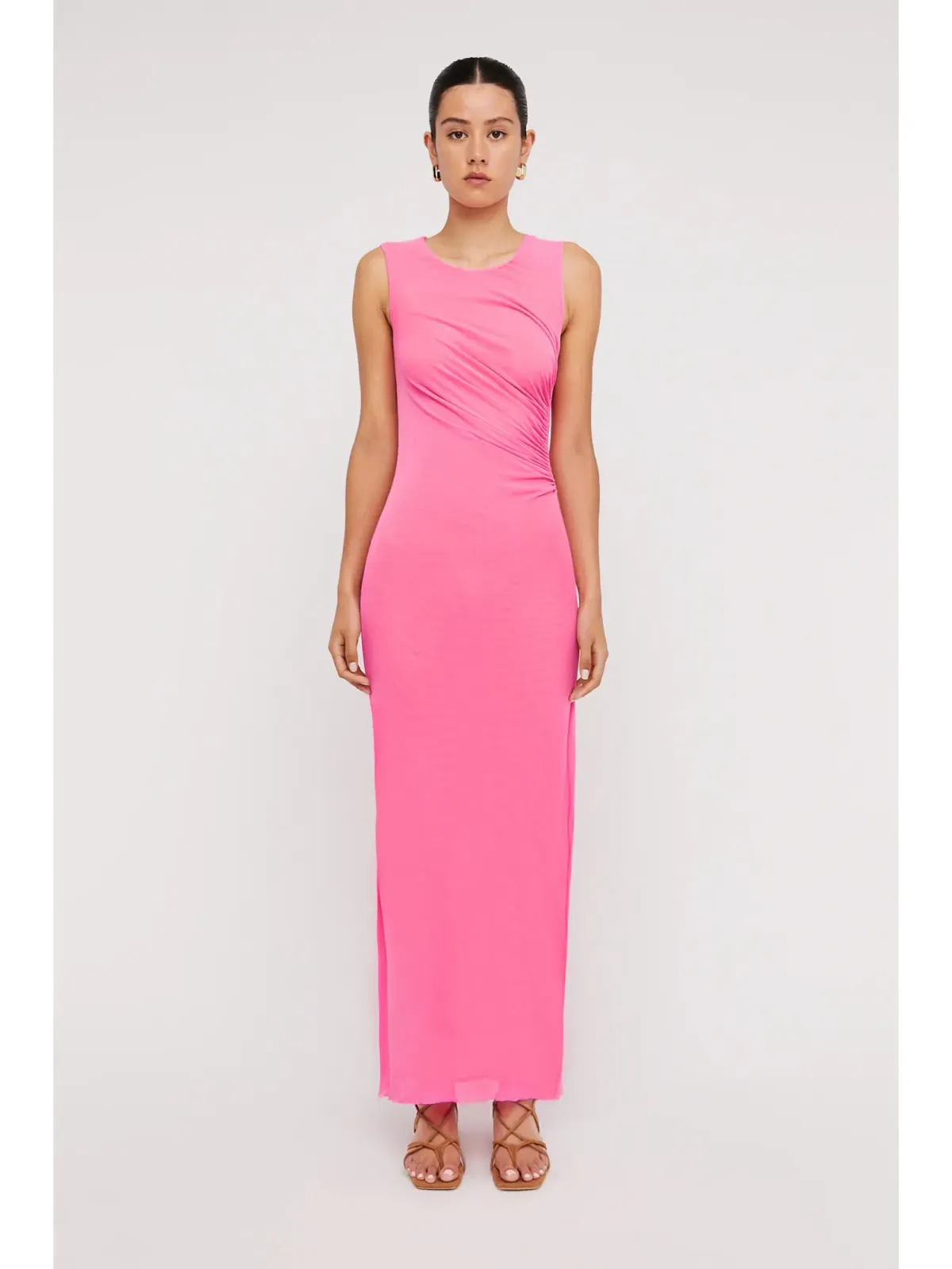 Scanlan Theodore Italian Mesh Gathered Dress Pink Size AU 10 for rent on The Volte - main image