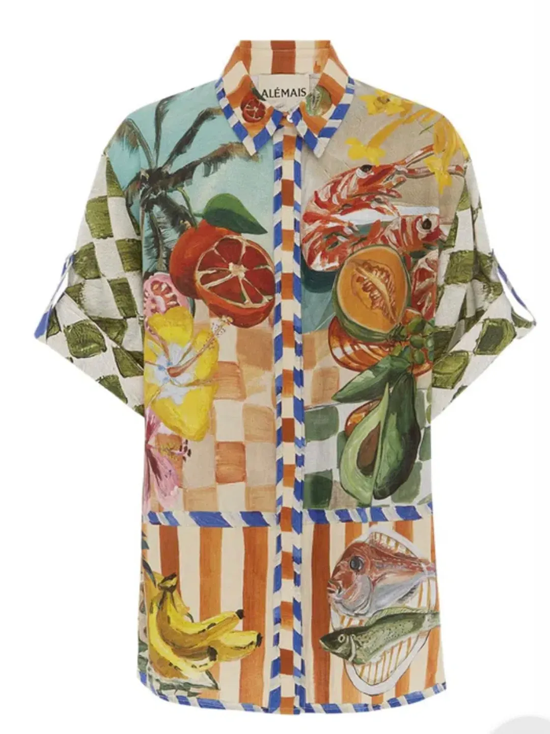 Alemais Theo Oversized Shirt Multi Coloured Size 10 for rent on The Volte - main image