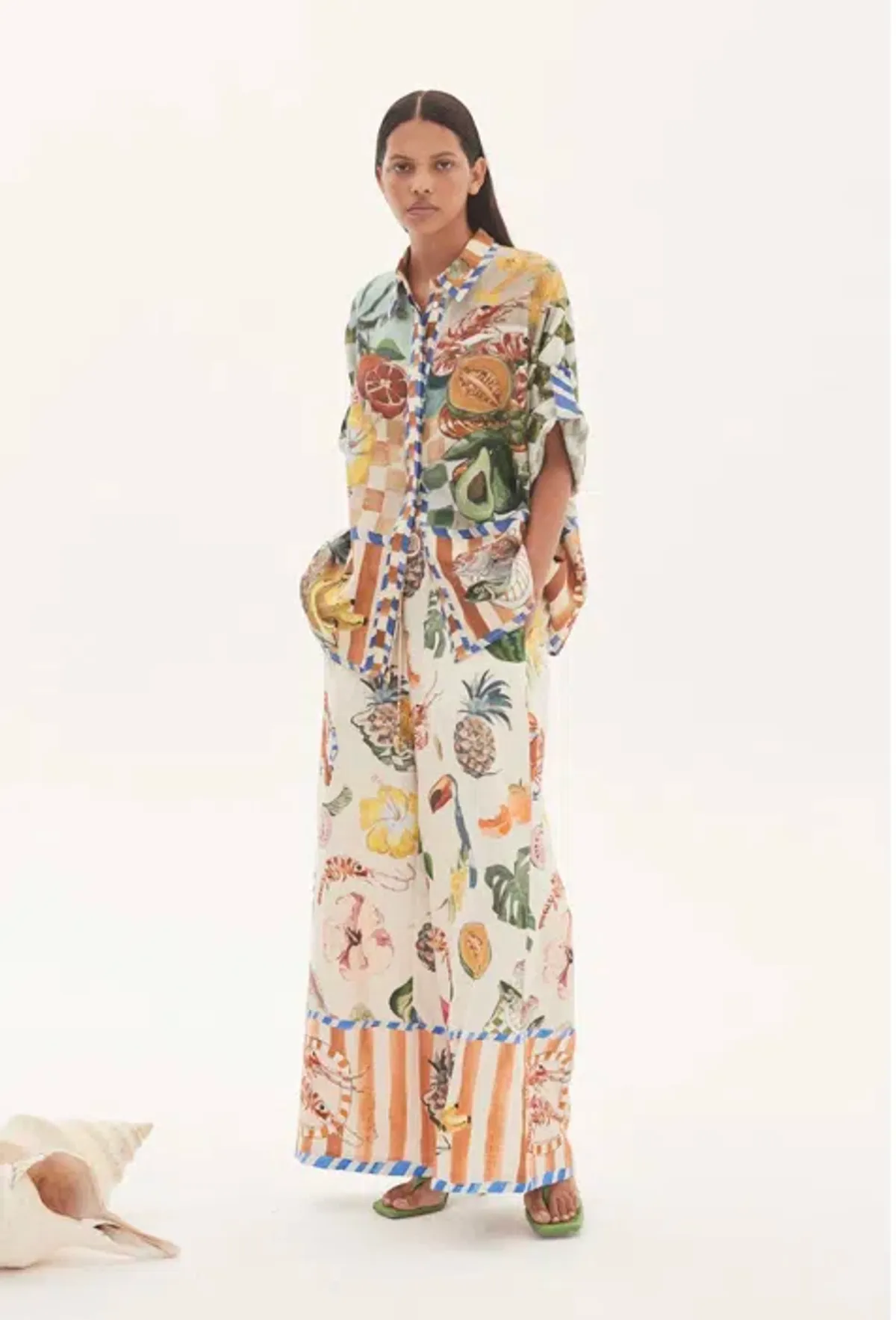 Alemais Theo Oversized Shirt Multi Coloured Size 10 - Image 1