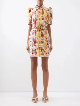 Zimmermann The Wonderland Shirt Dress in Spliced Stripe Floral Size 0/Au 8 for rent on The Volte - image 1