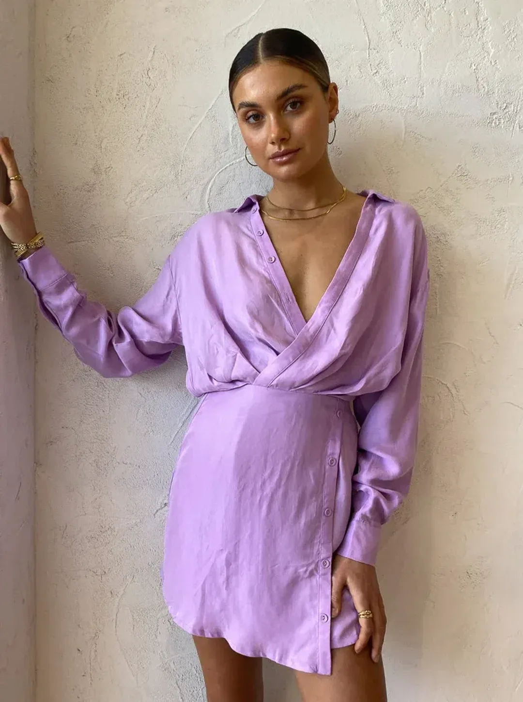 Sovere Encore Mini Shirt Dress Frosted Lilac Size M / Au 10 for rent on The Volte - main image