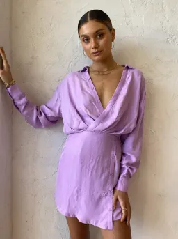 Sovere Encore Mini Shirt Dress Frosted Lilac Size M / Au 10 for rent on The Volte - image 4