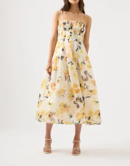 Aje Botanica Cross Back Midi Dress Sunflowers Size 6 / XS for rent on The Volte - image 1