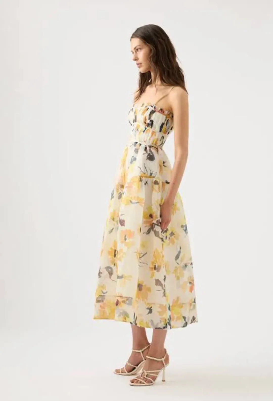 Aje Botanica Cross Back Midi Dress Sunflowers Size 6 / XS for rent on The Volte - main image