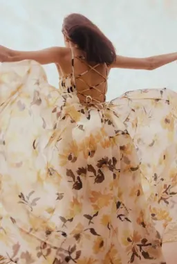 Aje Botanica Cross Back Midi Dress Sunflowers Size 6 / XS for rent on The Volte - image 3