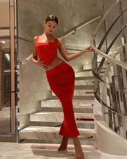 House Of CB Edetta Corset and Colette Skirt Set Red Size S / Au 8 for rent on The Volte - image 2