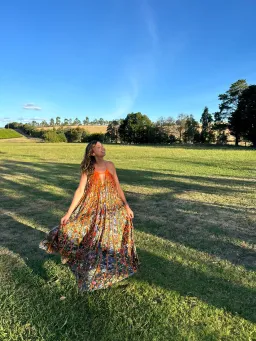 Stella McCartney Klara Floral Pleated Silk Maxi Dress Multi Size 8 for rent on The Volte - image 4
