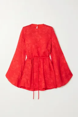 Stella McCartney Crinkled Silk-jacquard Mini Dress Red Size 8 for rent on The Volte - image 4