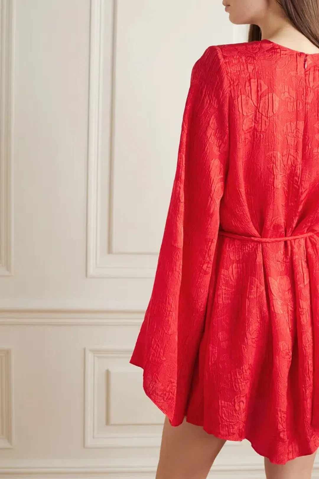 Stella McCartney Crinkled Silk-jacquard Mini Dress Red Size 8 for rent on The Volte - main image