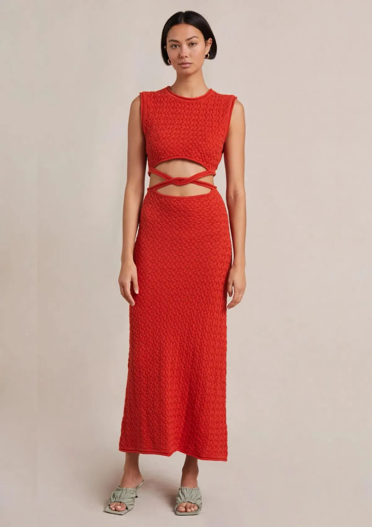 Bec & Bridge Effie Knit Cut Out Maxi Dress Red Size 10 - Image 1