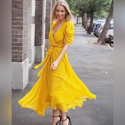 Bec & Bridge Hibiscus Golden yellow midi size 8 for rent on The Volte - image 2