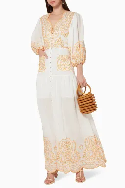 Keepsake the Label Without Me Maxi Dress White / Orange Size 10 for rent on The Volte - image 1