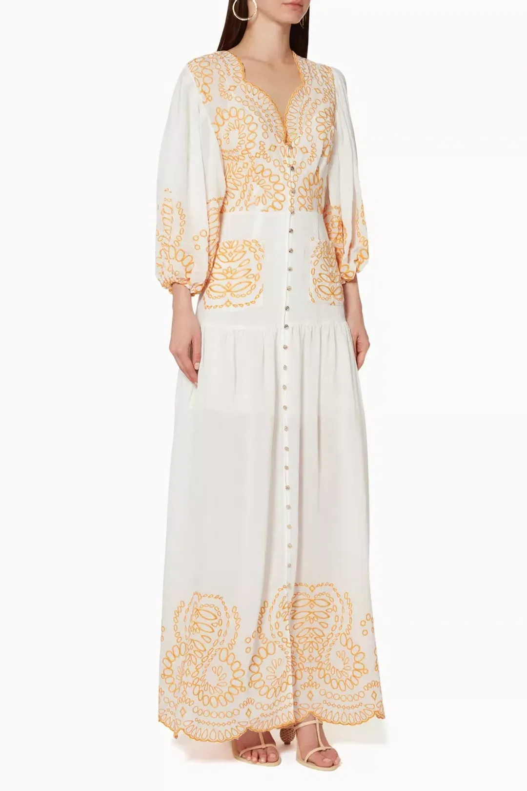 Keepsake the Label Without Me Maxi Dress White / Orange Size 10 for rent on The Volte - main image