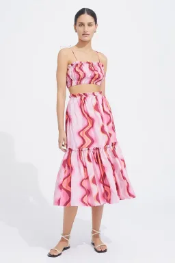 Steele Cameron Bustier & Austin Skirt Set Groovy Print Size 8 for rent on The Volte - image 1