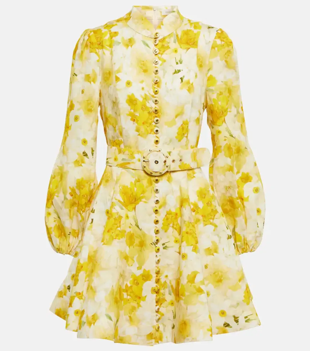 Zimmermann Wonderland Belted Mini Dress Daffodil Floral Print Size 1 / Au 10 for rent on The Volte - main image