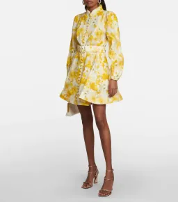 Zimmermann Wonderland Belted Mini Dress Daffodil Floral Print Size 1 / Au 10 for rent on The Volte - image 1