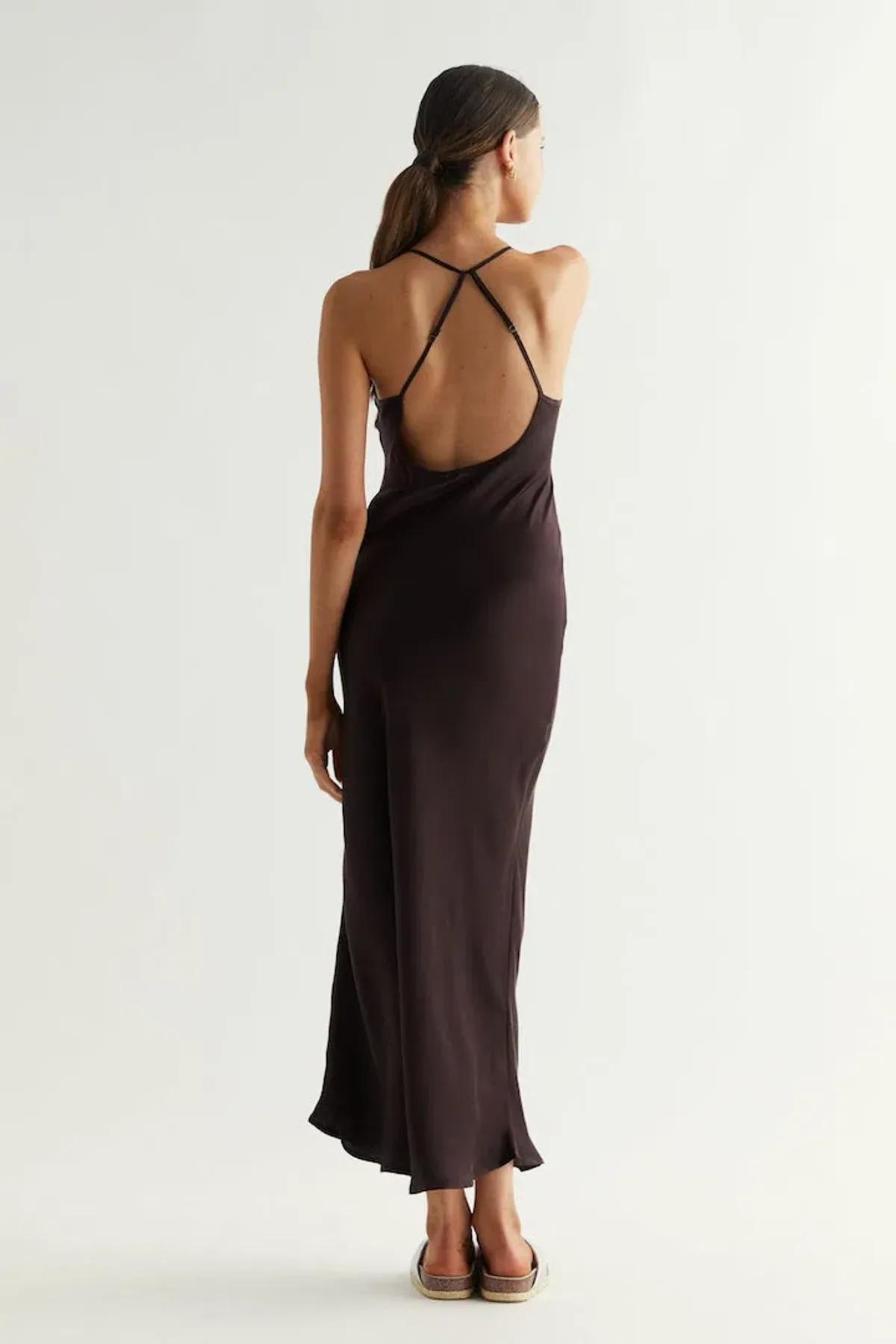 Flannel Hannah Long Slip Dress Chocolate Size M/Au 10 - Image 2