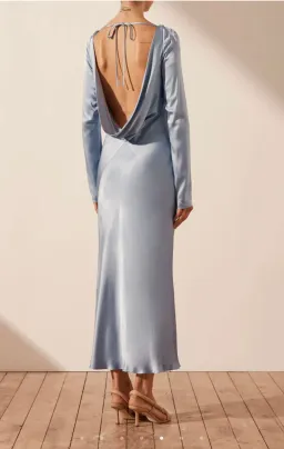 Shona Joy Angelica Long Sleeve Backless Midi Dress Powder Blue Size 6 for rent on The Volte - image 2