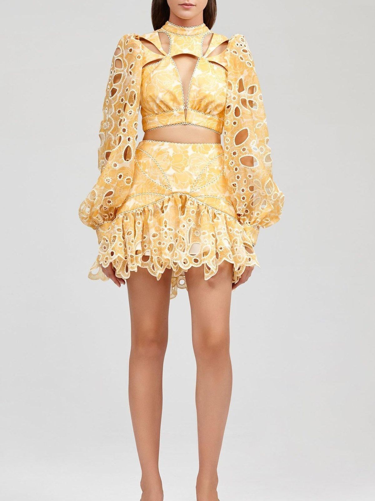 Acler Meredith Top & Skirt Set Lemon Size 8 for rent on The Volte - main image