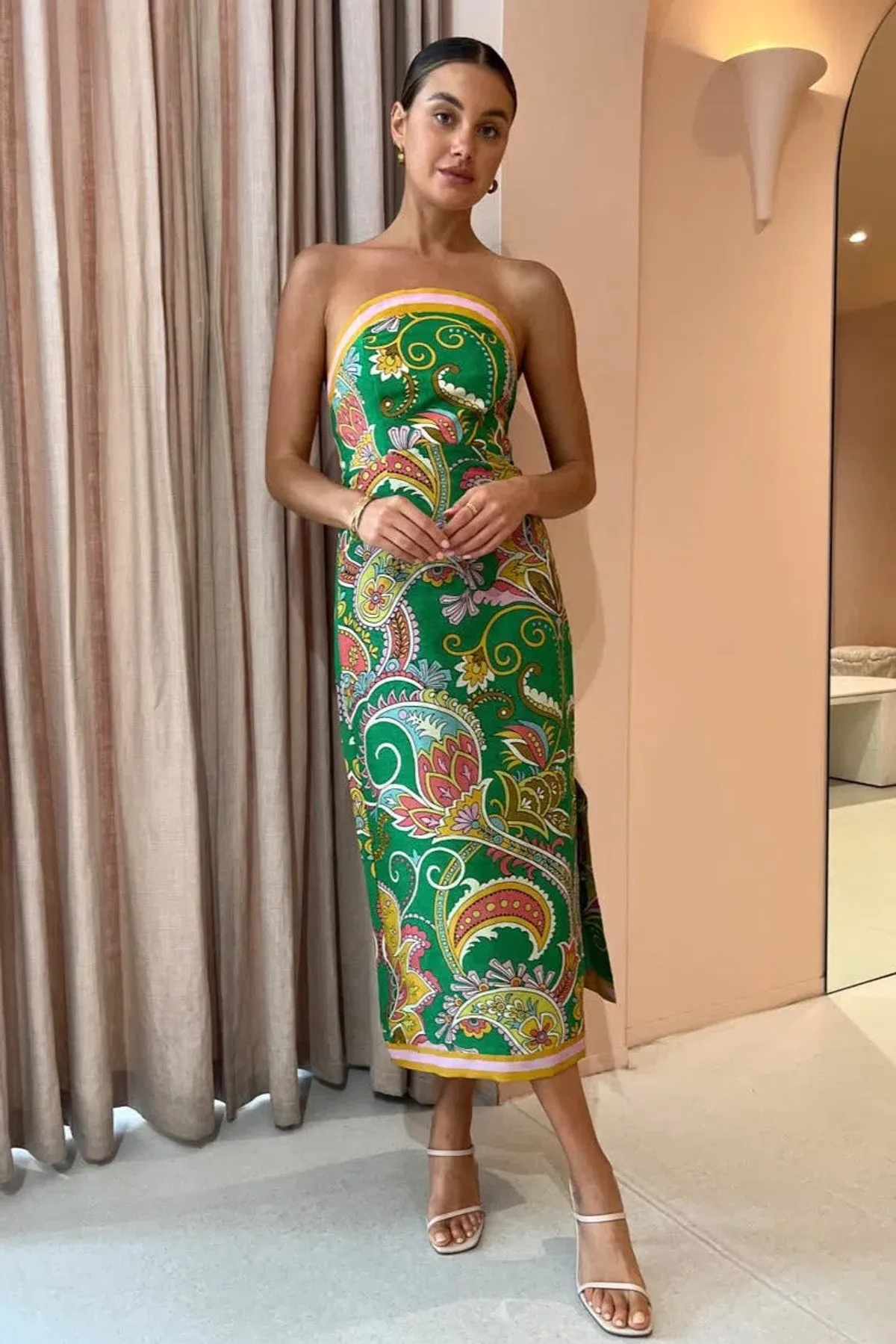 Alemais Marion Bodice Dress Green/Print Size 10 for rent on The Volte - main image