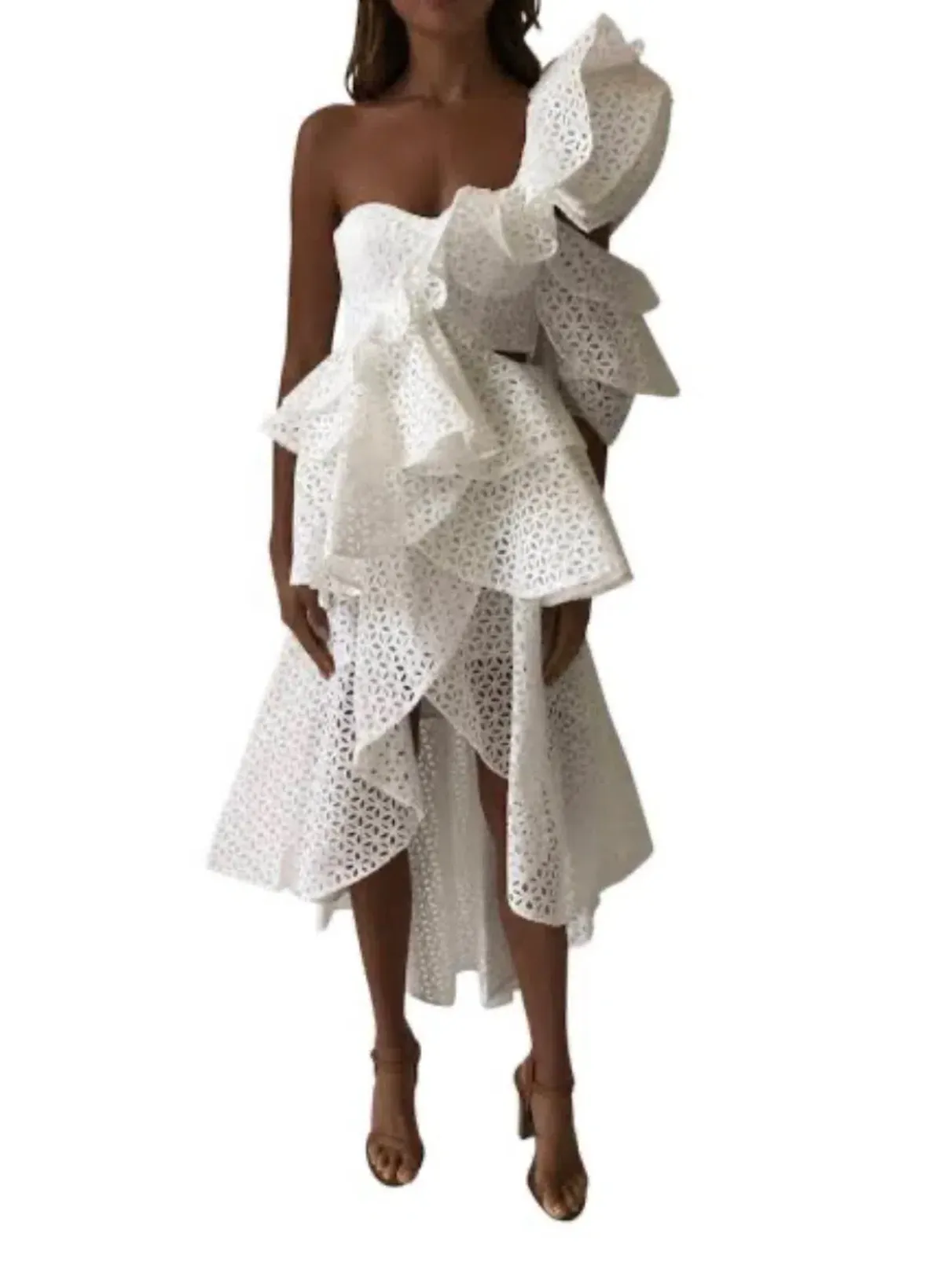THURLEY Marion Ruffle Dress - White - Size 8 - Image 2