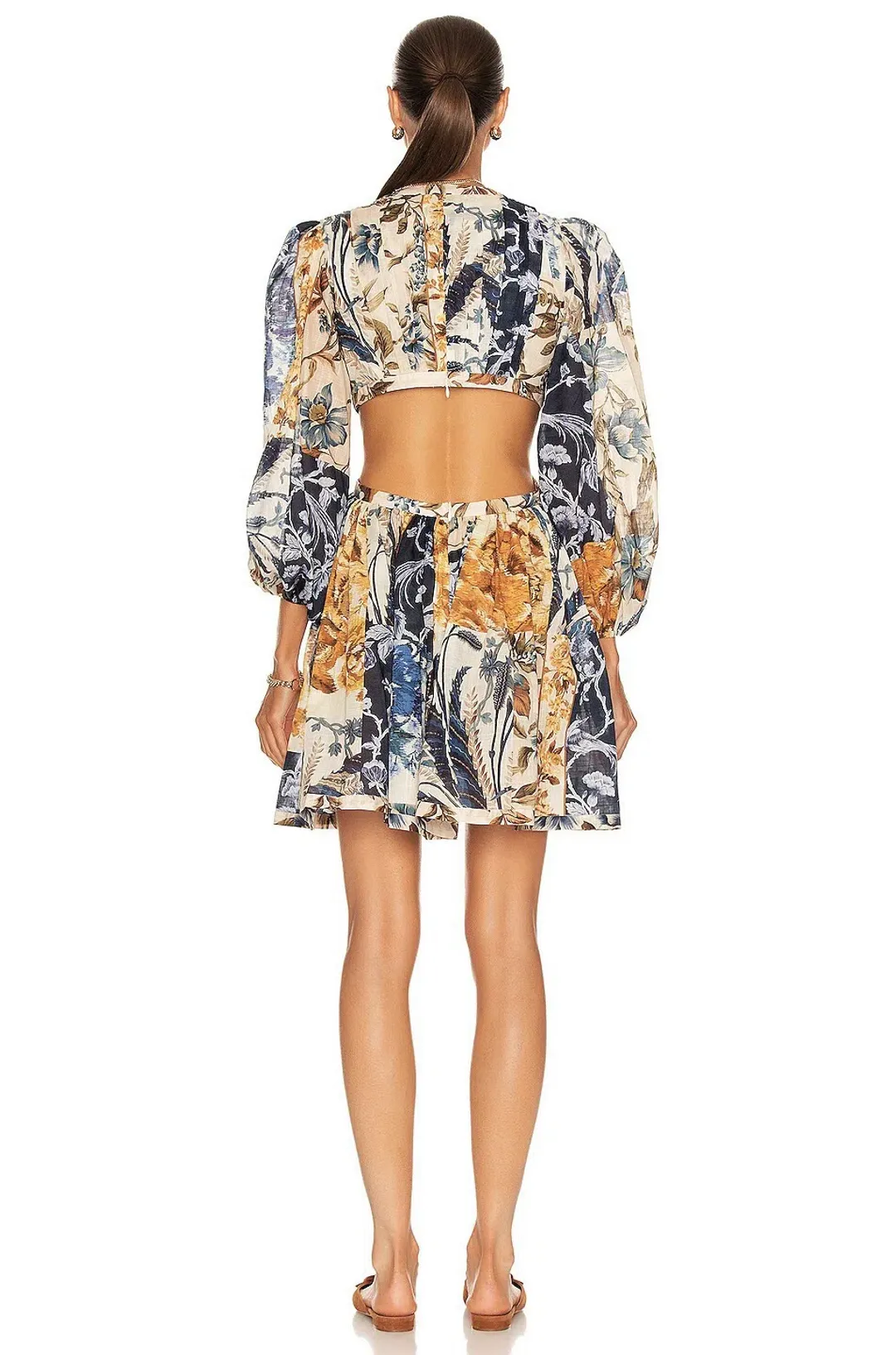 Zimmermann Aliane Cut Out Short Dress Blue Floral Size 2 / AU 12 for rent on The Volte - main image