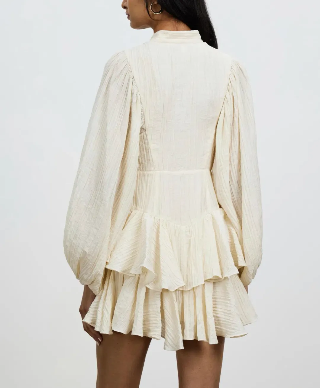 Shona Joy Mila Balloon Sleeve Frill Mini Dress Tofu Cream Size AU 6 for rent on The Volte - main image