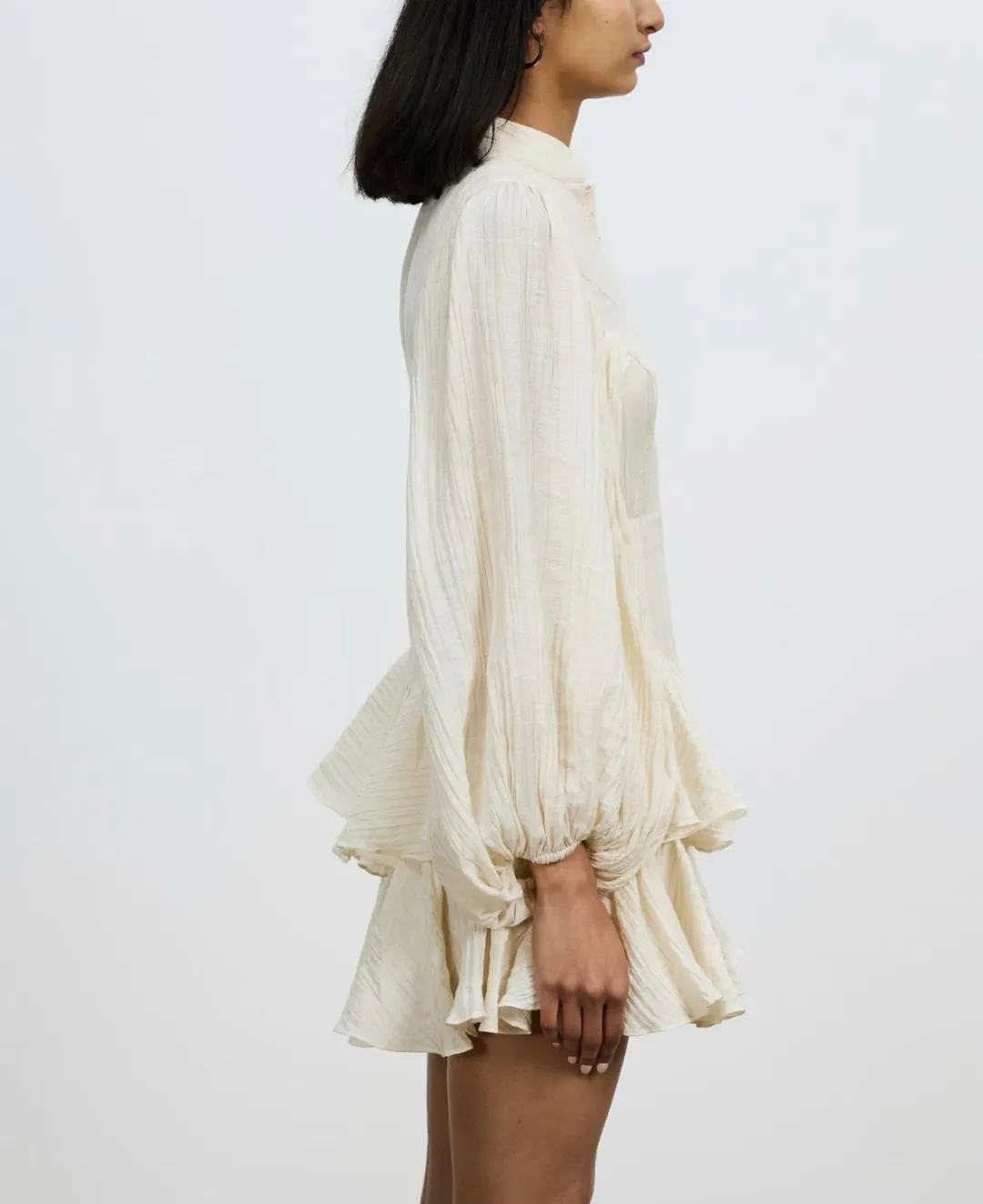 Shona Joy Mila Balloon Sleeve Frill Mini Dress Tofu Cream Size AU 6 for rent on The Volte - main image