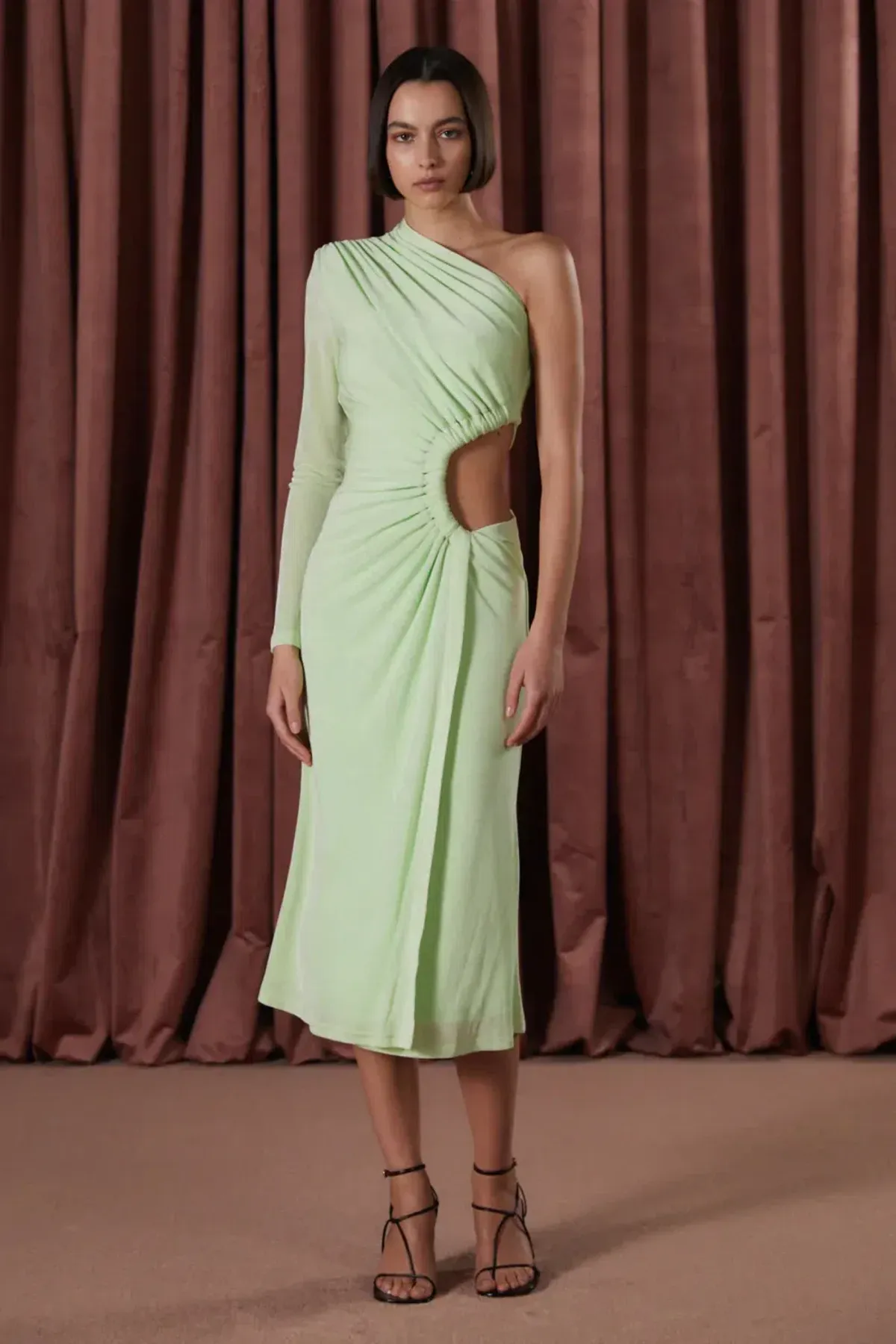 Misha Colson Slinky Jersey Dress in Soft Lime Green Size 6 - Image 1